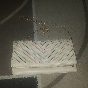 Urban expression beige leather bag clutch